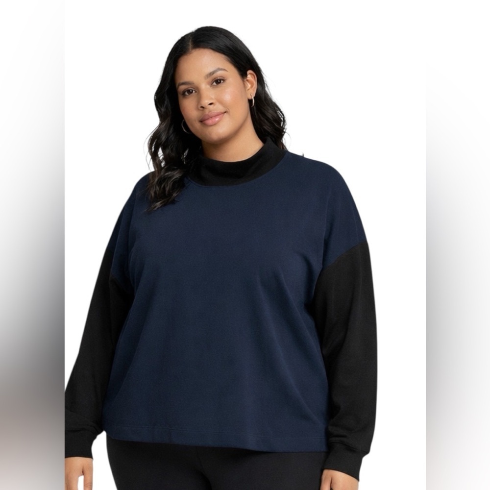 Athleta 2X Navy Black Long Sleeve Athletic Pullover Top